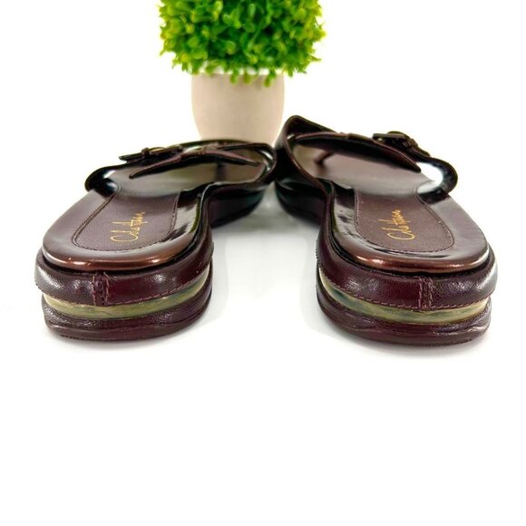 COLE-HAAN NIKE AIR BROWN LEATHER/PATENT LEATHER BUCKLE SANDALS - 7 - Picture 6 of 11